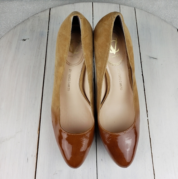512GIT Vince Camuto BROWYNN ombre patent and suede leather heel pumps wo… - Picture 3 of 15